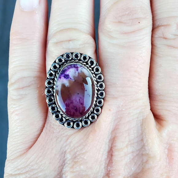 New Dyed Dendritic Opal 925 Silver Ring. - Picture 11 of 14